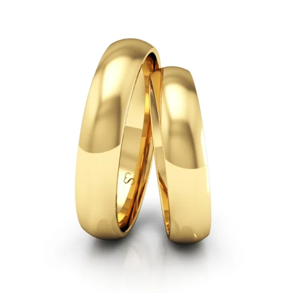 Alianças de Casamento Linha Classic Ouro 4mm Abaulada Polida