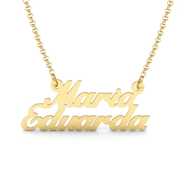 Colar Personalizado Com Nome Duplo Ouro