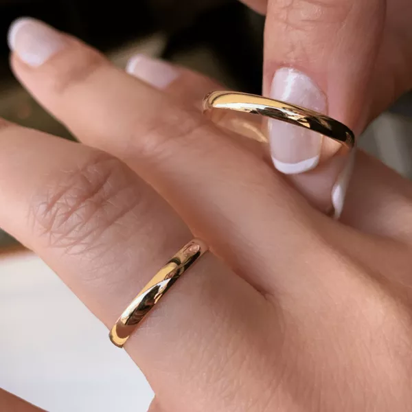 1Par De Aliança De Ouro 18k Tradicional Com 2,5mm