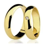 Par De Aliança Casamento De Ouro 18k Com Diamante De 2 Pontos