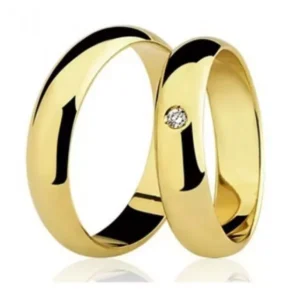 Par De Aliança Casamento De Ouro 18k Com Diamante De 2 Pontos