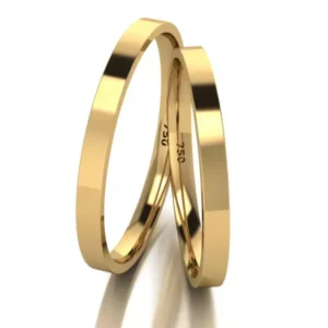 Par De Aliança De Ouro 18k Quadrada Com 2,0mm