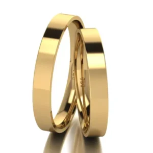 Par de Alianças em Ouro 18K Quadrada 3,0mm